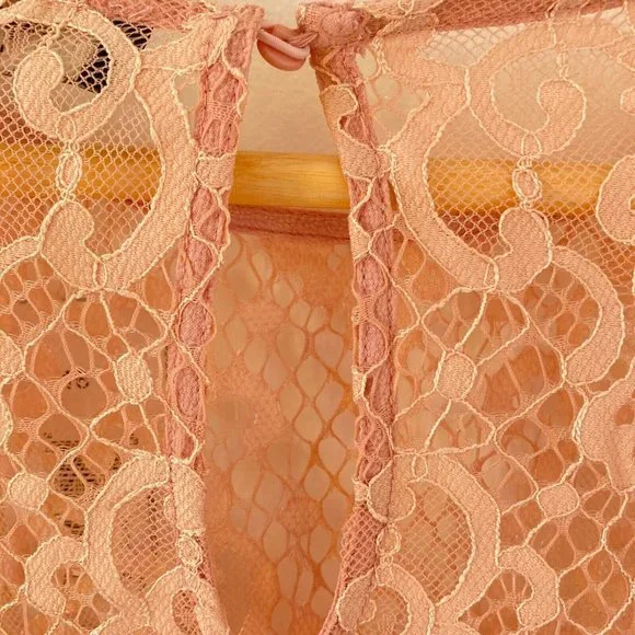 Papaya Women's Dusty Pink With Lace Detailing Long Sleeve Blouse Top Size UK 16 - Picture 4 of 12